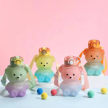 Water Bottle Kawaii Bear Design With Straw 800 ML