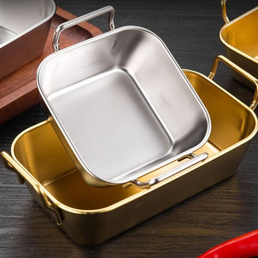 (NET) Snack Plate Large Capacity Anti-scalding Stainless Steel SILVER 10.5x10.5x4 CM