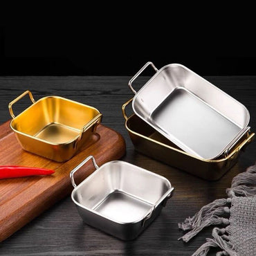 (NET) Snack Plate Large Capacity Anti-scalding Stainless Steel SILVER 10.5x10.5x4 CM