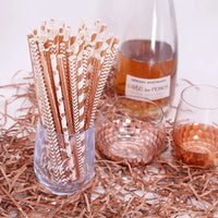 Paper Straws Eco Friendly Straws Rose Gold 100Pcs