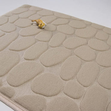 Embossed Paver Bathroom Mat Non-Slip Memory Foam Accessory for Sink Bathtub Side Shower Doormat