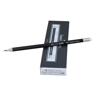 Faber Castell  Blacklead Pencil With Rubber HB Black - 12 Pieces / 14058 - Karout Online -Karout Online Shopping In lebanon - Karout Express Delivery