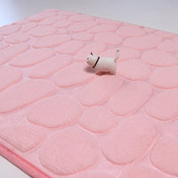 Embossed Paver Bathroom Mat Non-Slip Memory Foam Accessory for Sink Bathtub Side Shower Doormat