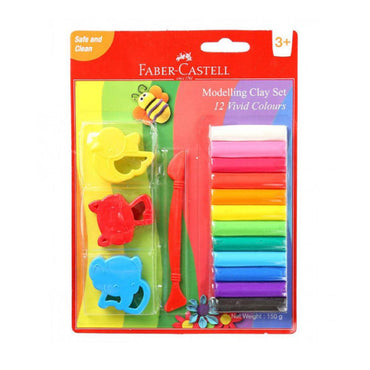 Faber Castell 12 Modeling Clay 150g  Blister With Jigsaw Tools - Karout Online -Karout Online Shopping In lebanon - Karout Express Delivery