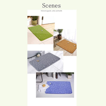 Embossed Paver Bathroom Mat Non-Slip Memory Foam Accessory for Sink Bathtub Side Shower Doormat