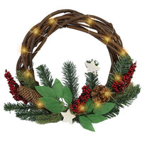 Christmas Wreath  Door Hanger Light Up 30cm  (20 lamps).