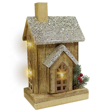 Light Wood House Christmas Decoration LED 30 CM / Z18-061 - Karout Online -Karout Online Shopping In lebanon - Karout Express Delivery