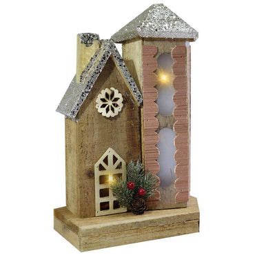 Light Wood House Christmas Decoration LED 33 CM / Z18-020 - Karout Online -Karout Online Shopping In lebanon - Karout Express Delivery