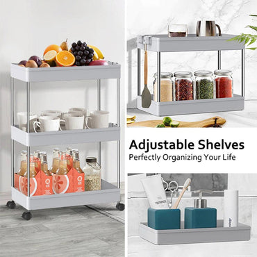 Slim Storage Carts 3 Layer Trolley Wheel Kitchen Tableware Organizer Bathroom Organizer Bracket Storage shelves - Karout Online -Karout Online Shopping In lebanon - Karout Express Delivery
