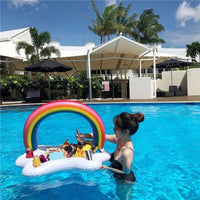 Shop Online Inflatable Cup Holder Rainbow Cloud Drink Holder Swimming Pool Float - Karout Online Shopping In lebanon