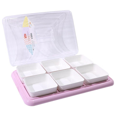 Stillo Plastic Bowl Set with Tray and Transparent Handled Lid Cover (6 Pcs) - Karout Online -Karout Online Shopping In lebanon - Karout Express Delivery