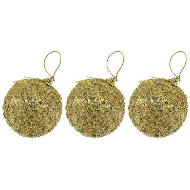Christmas Gold 8 cm Balls Tree Decoration Set (3 Pcs) /0436 - Karout Online -Karout Online Shopping In lebanon - Karout Express Delivery