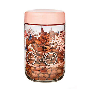 Glass Jar Pink with Lid / Medium size / EW-02 - Karout Online -Karout Online Shopping In lebanon - Karout Express Delivery