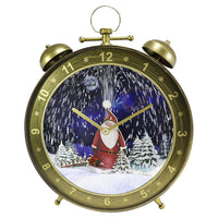 Christmas Musical Alarm Clock Shape With Snowing Santa Scene 48 cm - Karout Online -Karout Online Shopping In lebanon - Karout Express Delivery