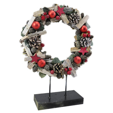 Christmas Pine Wreath Stand 40 cm / Q-913 - Karout Online -Karout Online Shopping In lebanon - Karout Express Delivery