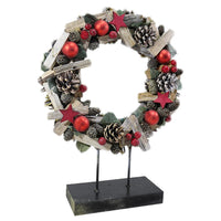 Christmas Pine Wreath Stand 40 cm / Q-913 - Karout Online -Karout Online Shopping In lebanon - Karout Express Delivery