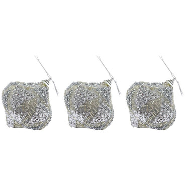 Christmas Oval Sprinkle Silver Balls Tree Decoration Set (3 Pcs) - Karout Online -Karout Online Shopping In lebanon - Karout Express Delivery