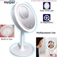 Makeup Mirror with LED Light 5X Magnification Mirror Built-In Fan - Karout Online -Karout Online Shopping In lebanon - Karout Express Delivery
