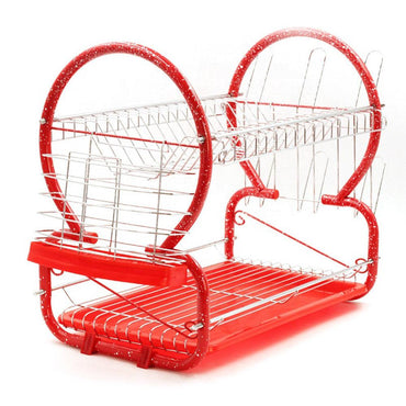 Stainless Steel Red 2 Tier Dish Drainer Rack - Karout Online -Karout Online Shopping In lebanon - Karout Express Delivery