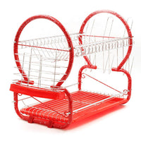 Stainless Steel Red 2 Tier Dish Drainer Rack - Karout Online -Karout Online Shopping In lebanon - Karout Express Delivery