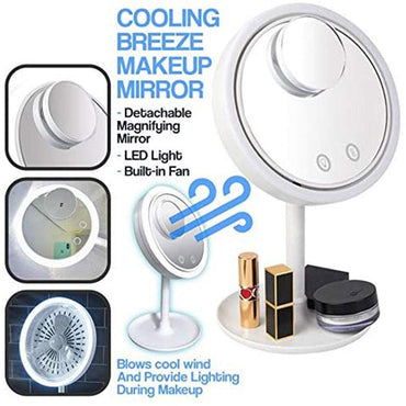 LED Mirror Makeup Mirror with Fan and Light Built in - Karout Online -Karout Online Shopping In lebanon - Karout Express Delivery