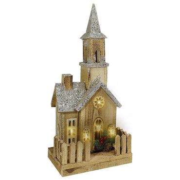 Light Wood House Christmas Decoration LED 46 CM / Z18-069 - Karout Online -Karout Online Shopping In lebanon - Karout Express Delivery