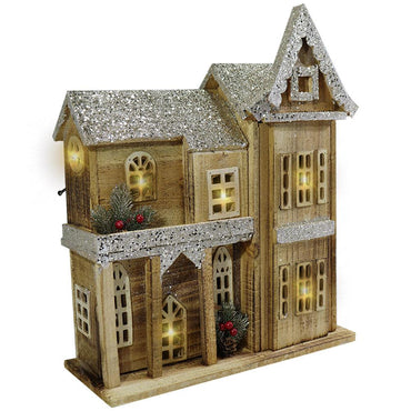 Light Wood House Christmas Decoration LED 45.5 CM / Z18-044 - Karout Online -Karout Online Shopping In lebanon - Karout Express Delivery
