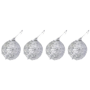 Christmas Silver Balls 6 cm Tree Decoration Set (4 Pcs) / 20466 - Karout Online -Karout Online Shopping In lebanon - Karout Express Delivery