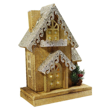 Light Wood House Christmas Decoration LED 29 CM / Z18-001 - Karout Online -Karout Online Shopping In lebanon - Karout Express Delivery