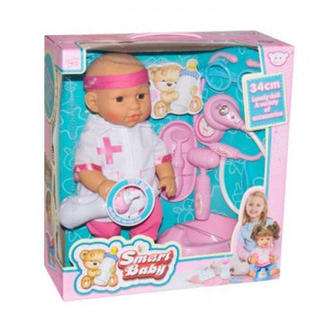 14 inch 12 SOUND IC DOLL W/DOCTOR SET AND ACCESSORIES.