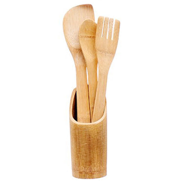 Cooking Wooden Spoon Set 3 Pcs With Stand - Karout Online -Karout Online Shopping In lebanon - Karout Express Delivery