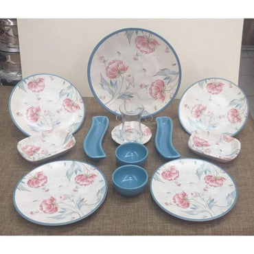 Keramika Blue Flower Patterned 19 Piece Breakfast Set / 64507 - Karout Online -Karout Online Shopping In lebanon - Karout Express Delivery
