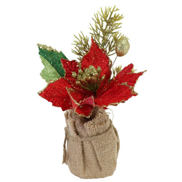 Christmas Glitter Flower Pot Deco 24 x 7 cm.