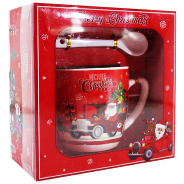 Christmas Porcelain Mug With Spoon.