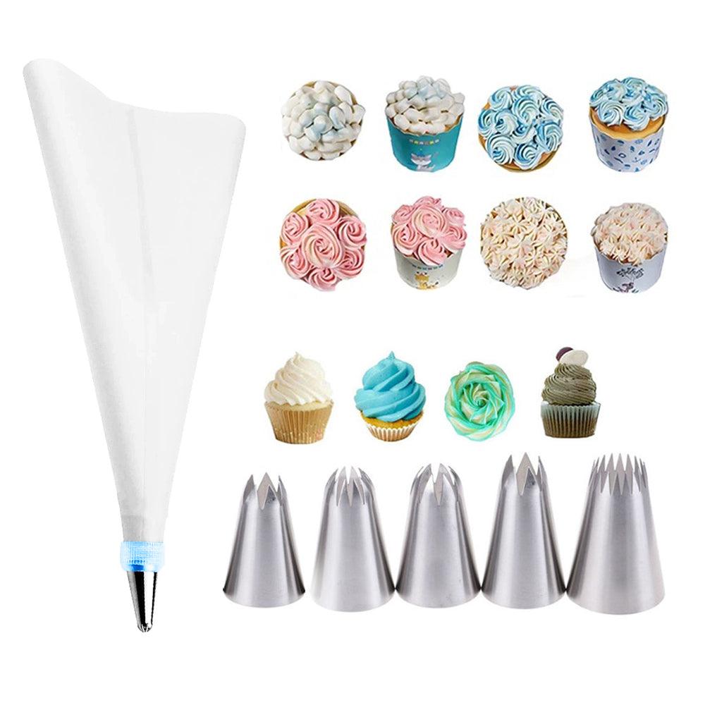 Piping Bag Reusable Cream Bag and 6× Stainless Steel Nozzle Set /8871