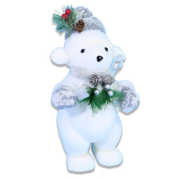 Christmas Foam Standing Bear With Grey Scarf & Hat.