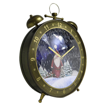 Christmas Musical Alarm Clock Shape With Snowing Santa Scene 48 cm - Karout Online -Karout Online Shopping In lebanon - Karout Express Delivery