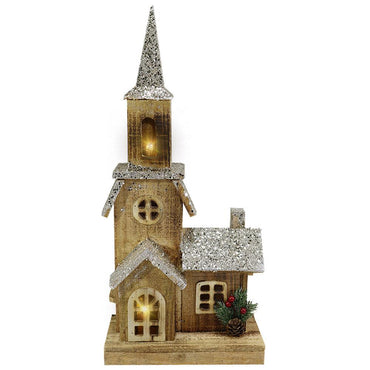 Light Wood House Christmas Decoration LED 52 CM / Z18-037 - Karout Online -Karout Online Shopping In lebanon - Karout Express Delivery