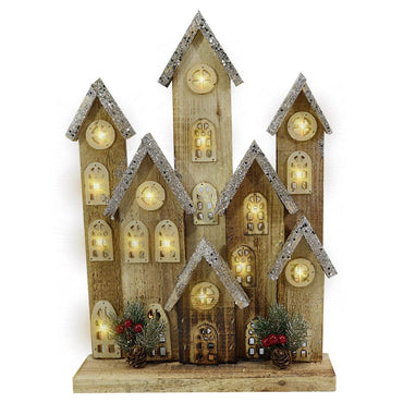 Light Wood House Christmas Decoration LED 32 CM / Z18-057 - Karout Online -Karout Online Shopping In lebanon - Karout Express Delivery