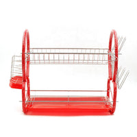 Stainless Steel Red 2 Tier Dish Drainer Rack - Karout Online -Karout Online Shopping In lebanon - Karout Express Delivery