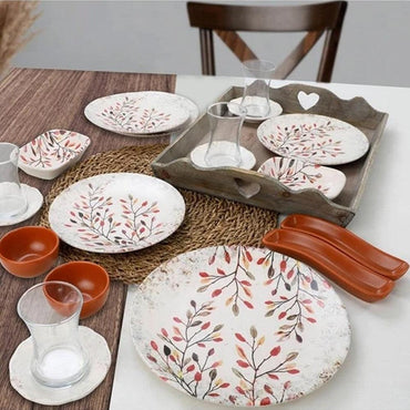Keramika Yellow Leaf 19 Piece Breakfast Set / 5165 - Karout Online -Karout Online Shopping In lebanon - Karout Express Delivery