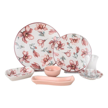Keramika Somo Flower Patterned 19 Piece Breakfast Set / 77156 - Karout Online -Karout Online Shopping In lebanon - Karout Express Delivery