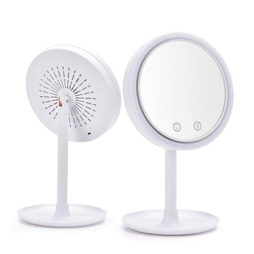 Makeup Mirror with LED Light 5X Magnification Mirror Built-In Fan - Karout Online -Karout Online Shopping In lebanon - Karout Express Delivery