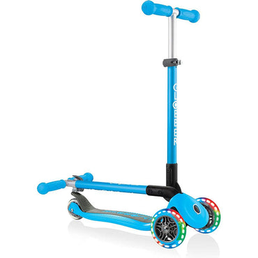 Globber Primo Foldable Scooter Light Up Wheels Blue - Karout Online -Karout Online Shopping In lebanon - Karout Express Delivery