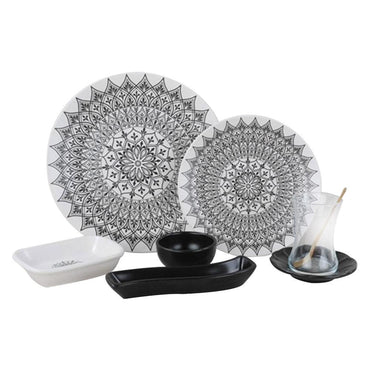 Keramika Black Patterned 19 Piece Breakfast Set / 4522 - Karout Online -Karout Online Shopping In lebanon - Karout Express Delivery
