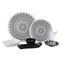 Keramika Black Patterned 19 Piece Breakfast Set / 4522 - Karout Online -Karout Online Shopping In lebanon - Karout Express Delivery