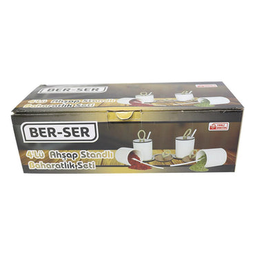 Ber Ser 4-Piece Spice Set With Wooden Stand - Karout Online -Karout Online Shopping In lebanon - Karout Express Delivery