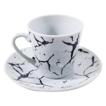 Porcelain Coffee Cups and Saucers Set ( 12 Pcs) - Karout Online -Karout Online Shopping In lebanon - Karout Express Delivery