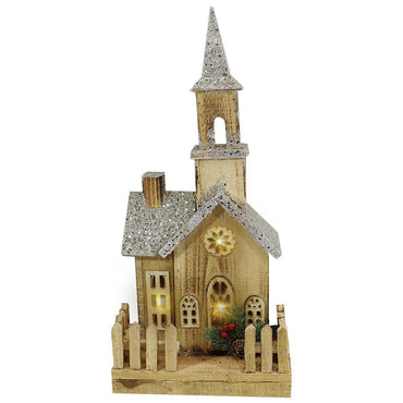 Light Wood House Christmas Decoration LED 46 CM / Z18-069 - Karout Online -Karout Online Shopping In lebanon - Karout Express Delivery