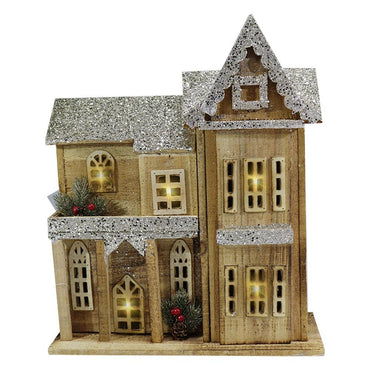 Light Wood House Christmas Decoration LED 45.5 CM / Z18-044 - Karout Online -Karout Online Shopping In lebanon - Karout Express Delivery